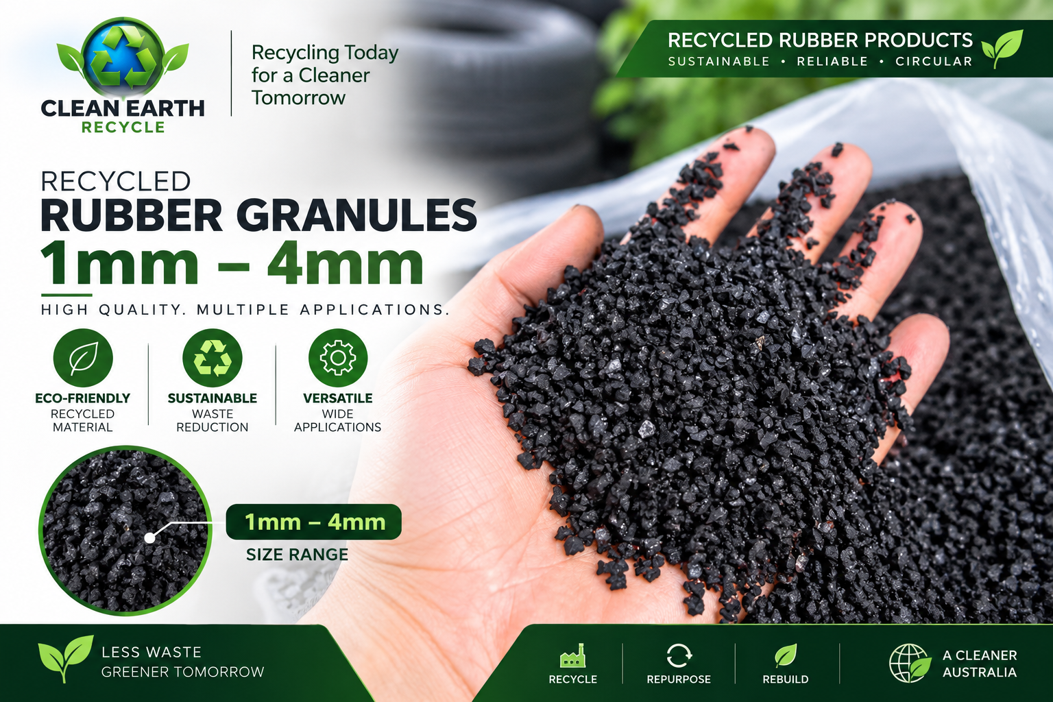 Recycled Rubber Granules 1mm–4mm